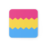 Pansexual Flag Coaster Set: 4 Corkwood Wavey Drink Coasters