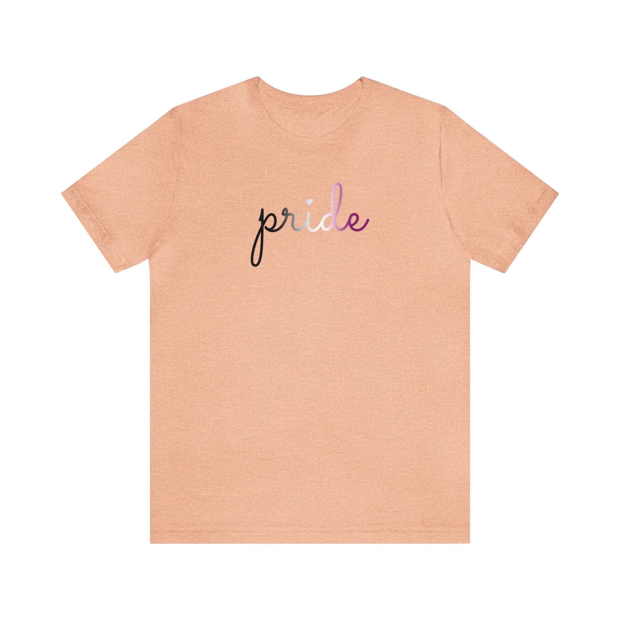 Asexual Pride T-Shirt: Flowing Cursive 'Pride' in Gradient Hues