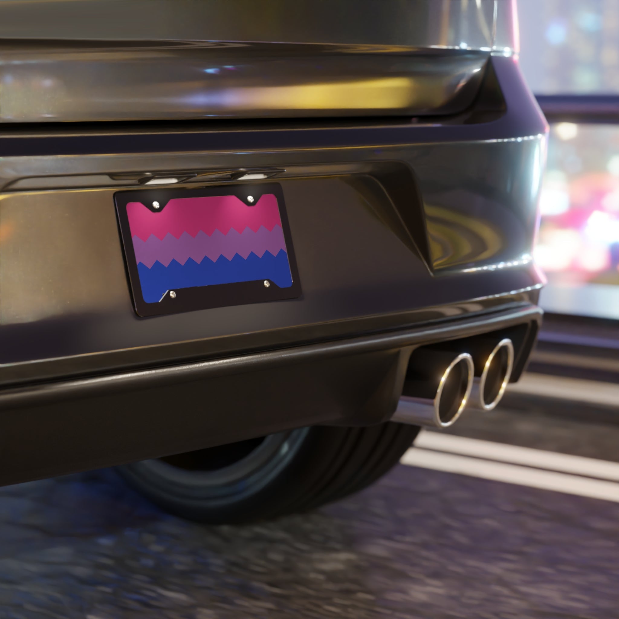 Bisexual Flag Wavey Vanity License Plate: Sharp Design for Cars