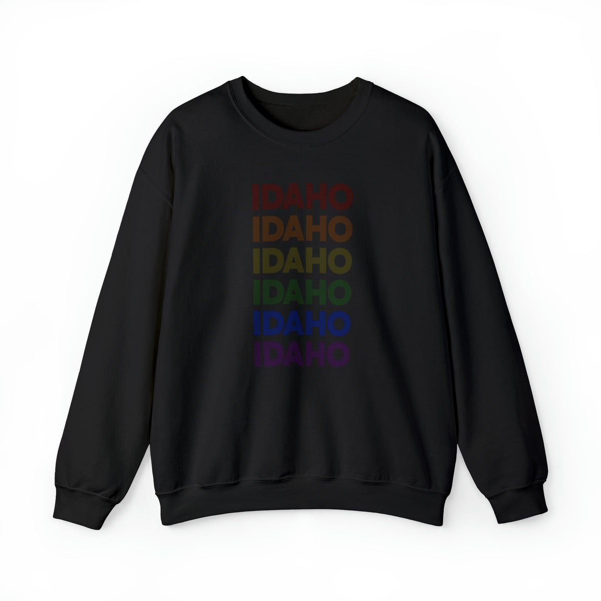 Idaho LGBTQ+ Pride Flag, Faded Black Sweater