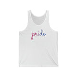 Bisexual Pride Tank-Top: Flowing Cursive 'Pride' in Gradient Hues