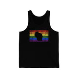 Wisconsin Pride Flag Tank: Rainbow LGBTQ+ State Silhouette Distressed Tank-Top