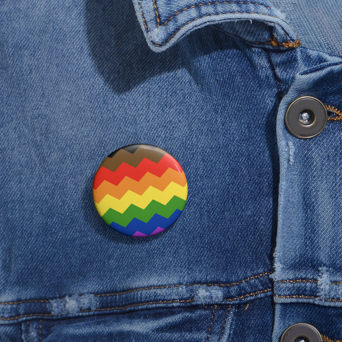 Philly Pride Flag Pin: Round Button with Sharp Design