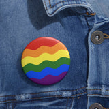 Pride Flag Pin: Round Button with Wavey Design