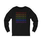 Nebraska LGBTQ+ Pride Flag, Faded Black Long Sleeve Tee