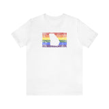 Georgia Pride Flag Tee: Rainbow LGBTQ+ State Silhouette Distressed Shirt