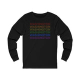 Washington LGBTQ+ Pride Flag, Faded Black Long Sleeve Tee