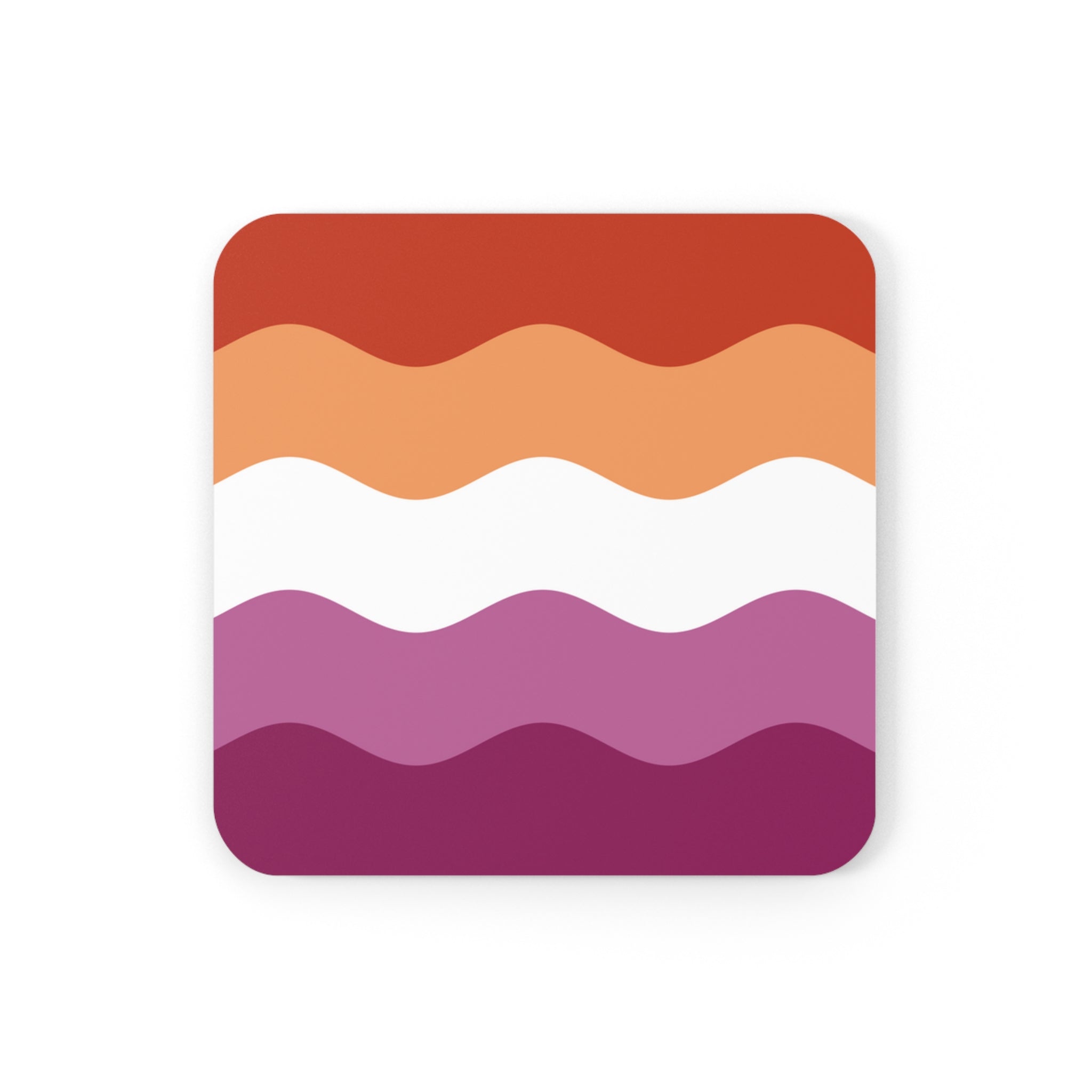 Lesbian Pride Flag Coaster Set: 4 Corkwood Ripple Drink Coasters