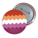 Lesbian Pride Flag Pin: Round Button with Sharp Design