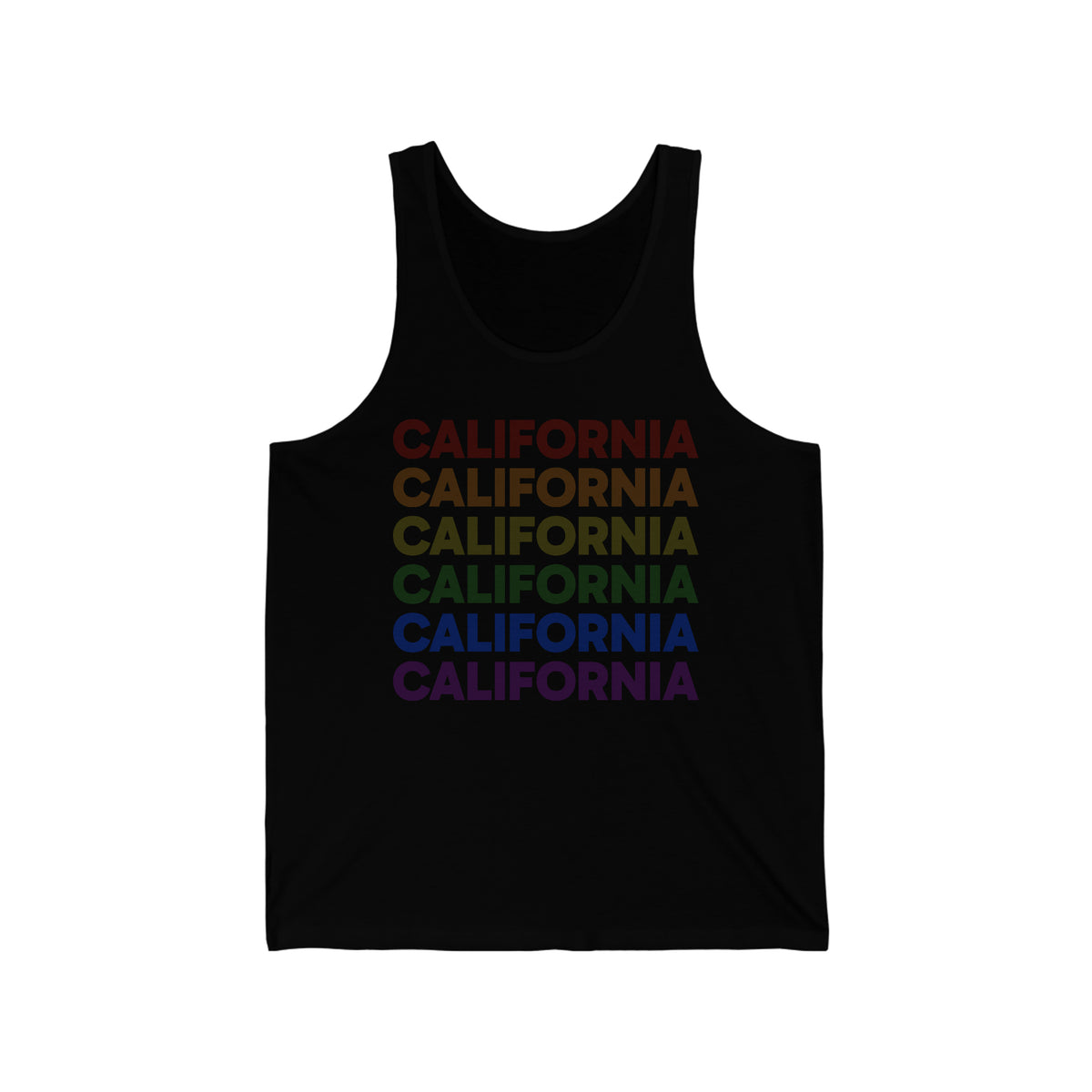 California LGBTQ+ Pride Flag, Faded Black Tank-Top