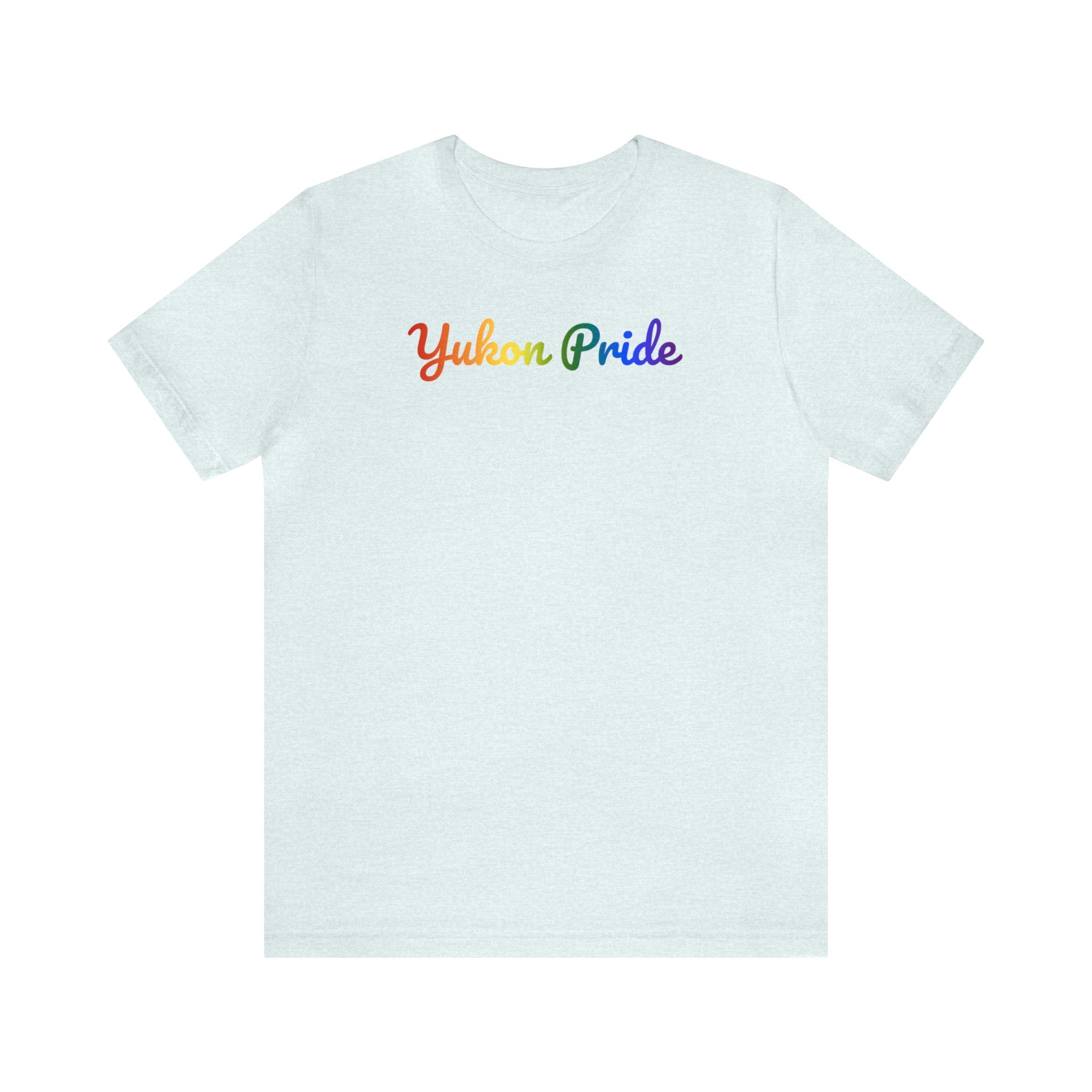 Yukon Pride T-Shirt: Flowing Cursive Design with LGBTQ+ Gradient