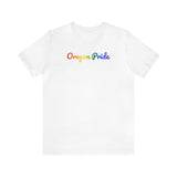 Oregon Pride T-Shirt: Flowing Cursive Design with LGBTQ+ Gradient