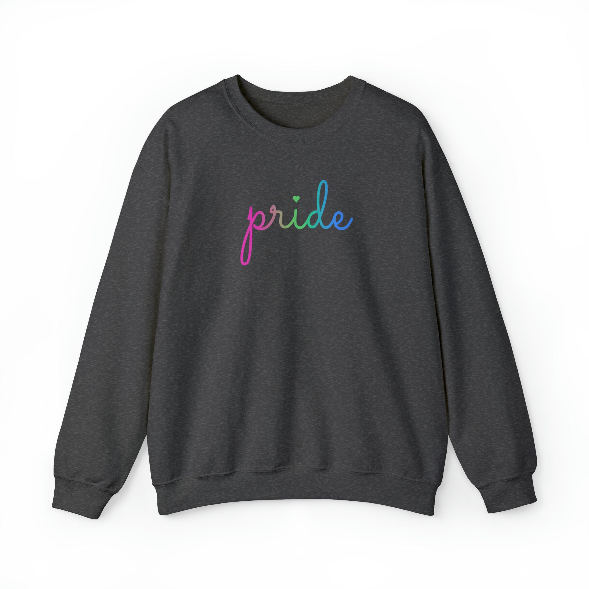 Polysexual Pride Sweater: Flowing Cursive 'Pride' in Gradient Hues