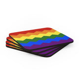 Pride Flag Coaster Set: 4 Corkwood Wavey Drink Coasters