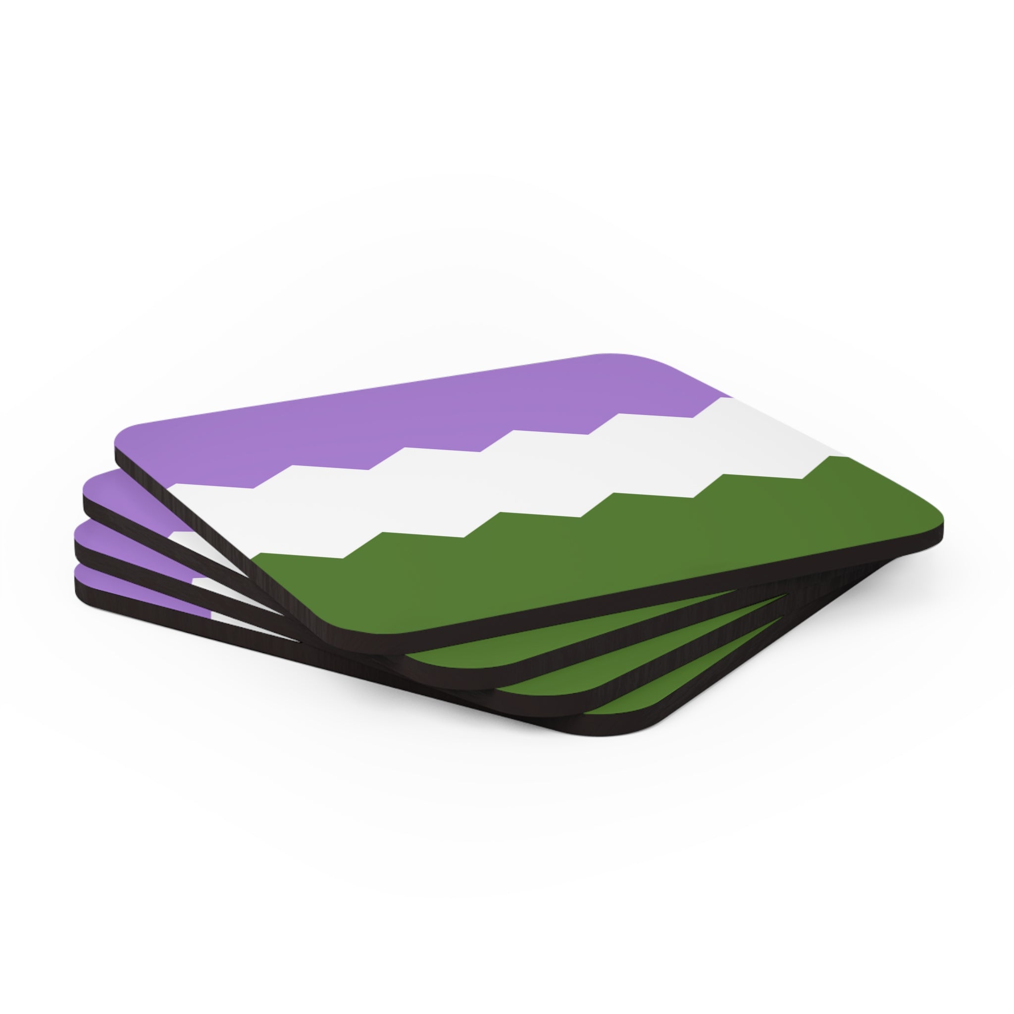 Genderqueer Flag Coaster Set: 4 Corkwood Wavey Drink Coasters