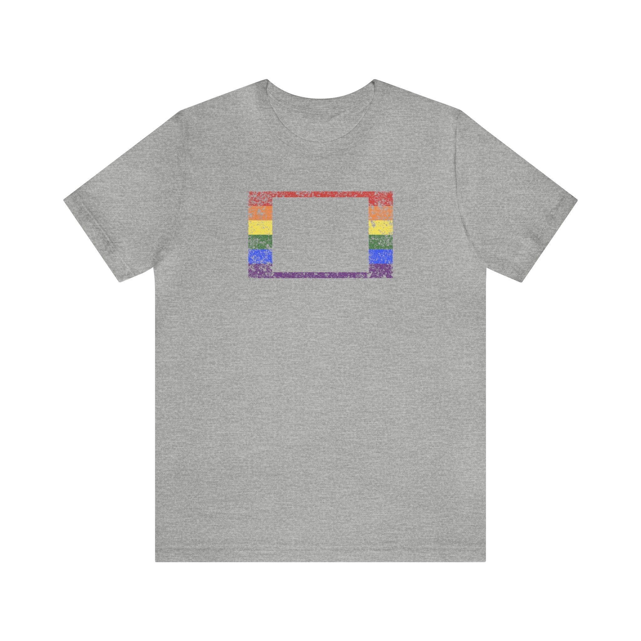 Wyoming Pride Flag Tee: Rainbow LGBTQ+ State Silhouette Distressed Shirt