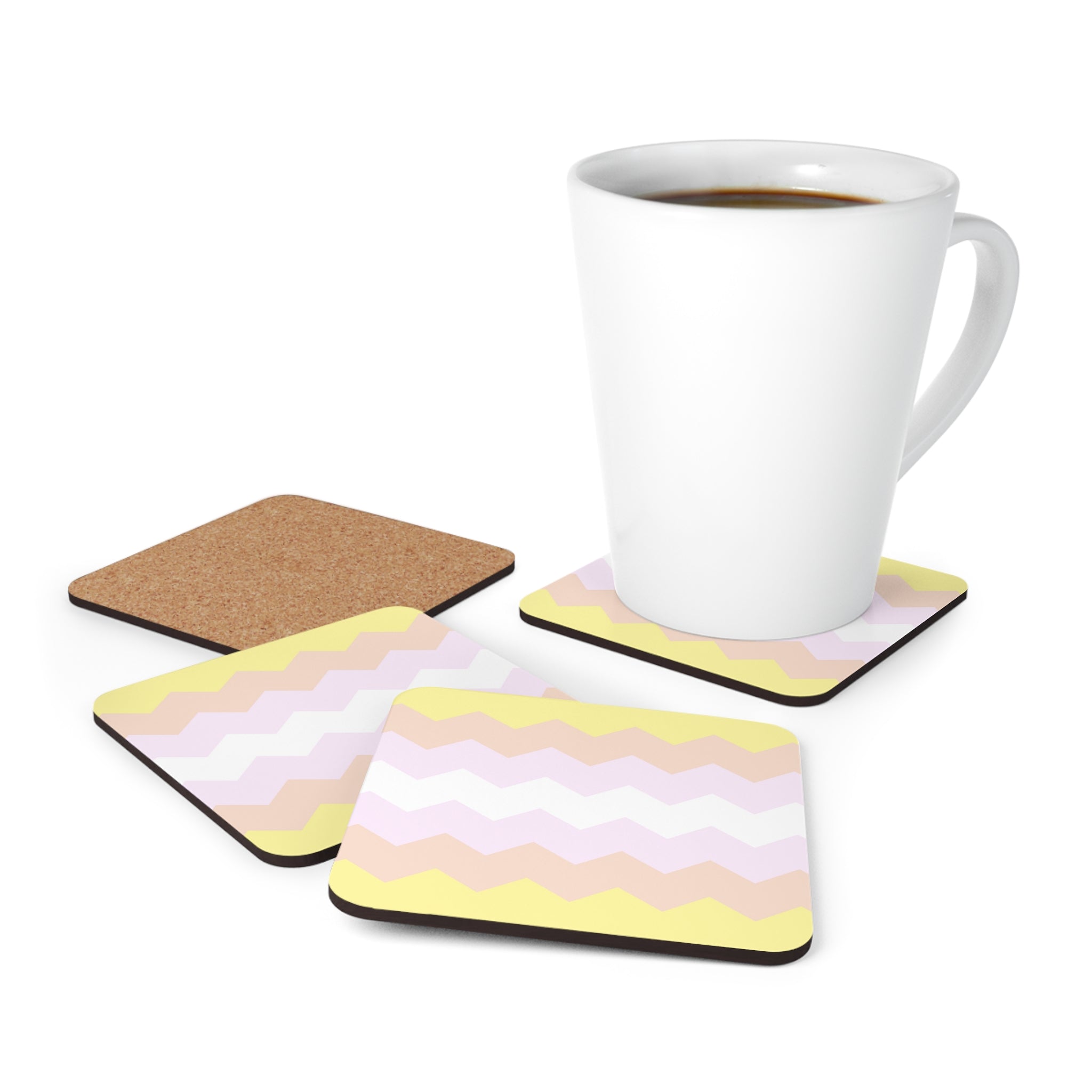 Pangender Flag Coaster Set: 4 Corkwood Wavey Drink Coasters