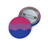 Bisexual Pride Flag Pin: Round Button with Wavey Design