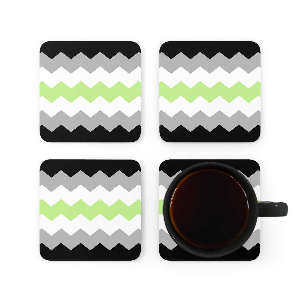 Agender Flag Coaster Set: 4 Corkwood Wavey Drink Coasters