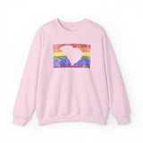 South Carolina Pride Flag Sweater: Rainbow LGBTQ+ State Silhouette Distressed Sweatshirt