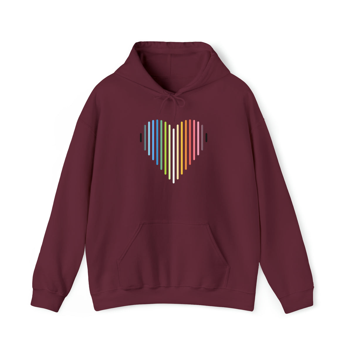 Queer Heart Lines Hoodie: Pride Gradient Sweater