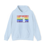 Michigan Pride Flag Hoodie: Rainbow LGBTQ+ State Silhouette Distressed Hooded Sweatshirt