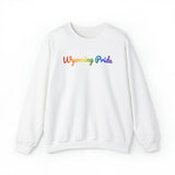 Wyoming Pride Sweatshirt: Flowing Cursive Design with LGBTQ+ Gradient