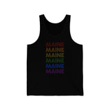 Maine LGBTQ+ Pride Flag, Faded Black Tank-Top