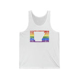 Arkansas Pride Flag Tank: Rainbow LGBTQ+ State Silhouette Distressed Tank-Top