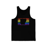 Arkansas Pride Flag Tank: Rainbow LGBTQ+ State Silhouette Distressed Tank-Top