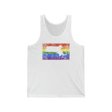 Massachusetts Pride Flag Tank: Rainbow LGBTQ+ State Silhouette Distressed Tank-Top