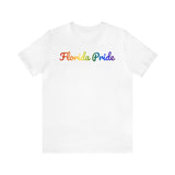 Florida Pride T-Shirt: Flowing Cursive Design with LGBTQ+ Gradient