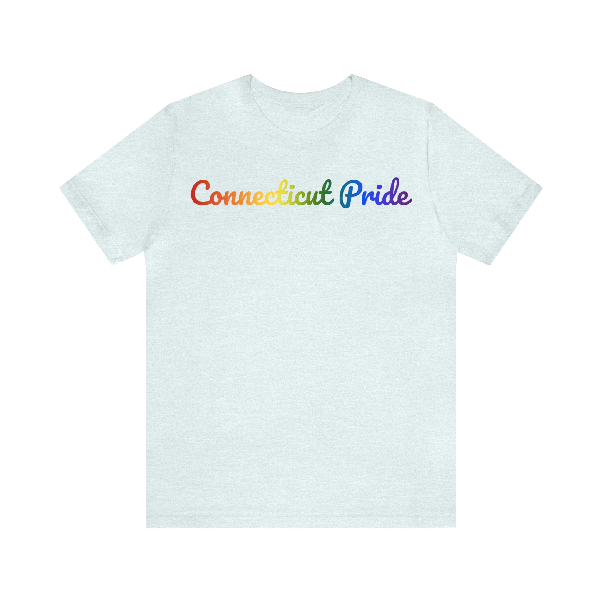 Connecticut Pride T-Shirt: Flowing Cursive Design with LGBTQ+ Gradient