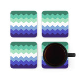 Gay Pride Flag Coaster Set: 4 Corkwood Wavey Drink Coasters