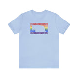 Nebraska Pride Flag Tee: Rainbow LGBTQ+ State Silhouette Distressed Shirt