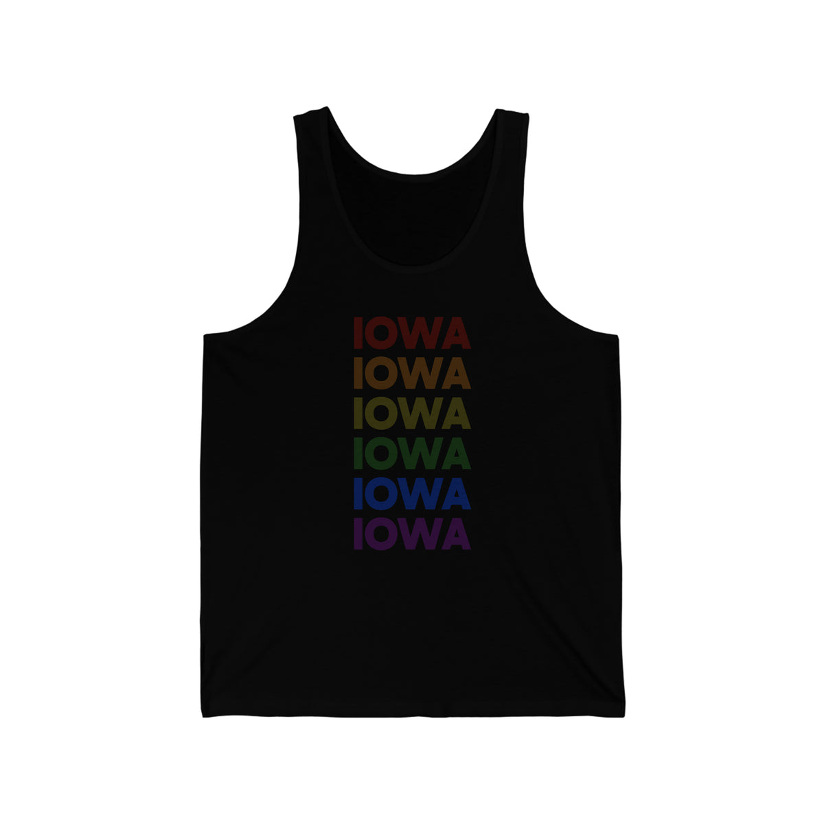 Iowa LGBTQ+ Pride Flag, Faded Black Tank-Top