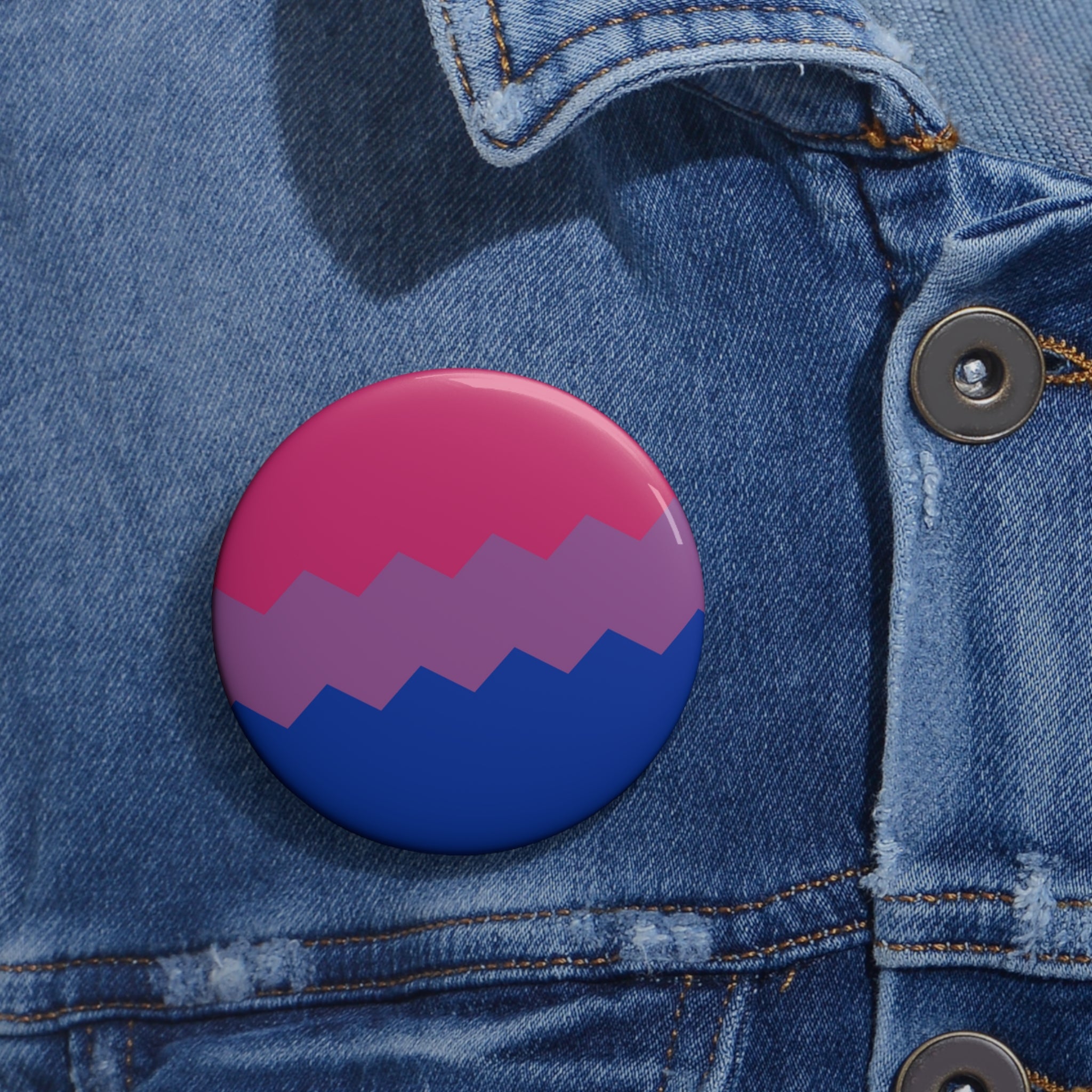 Bisexual Pride Flag Pin: Round Button with Sharp Design