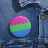 Polysexual Pride Flag Pin: Round Button with Sharp Design