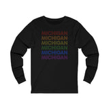 Michigan LGBTQ+ Pride Flag, Faded Black Long Sleeve Tee