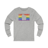 Utah Pride Flag Long Sleeve Tee: Rainbow LGBTQ+ State Silhouette Distressed Long Sleeve T-Shirt