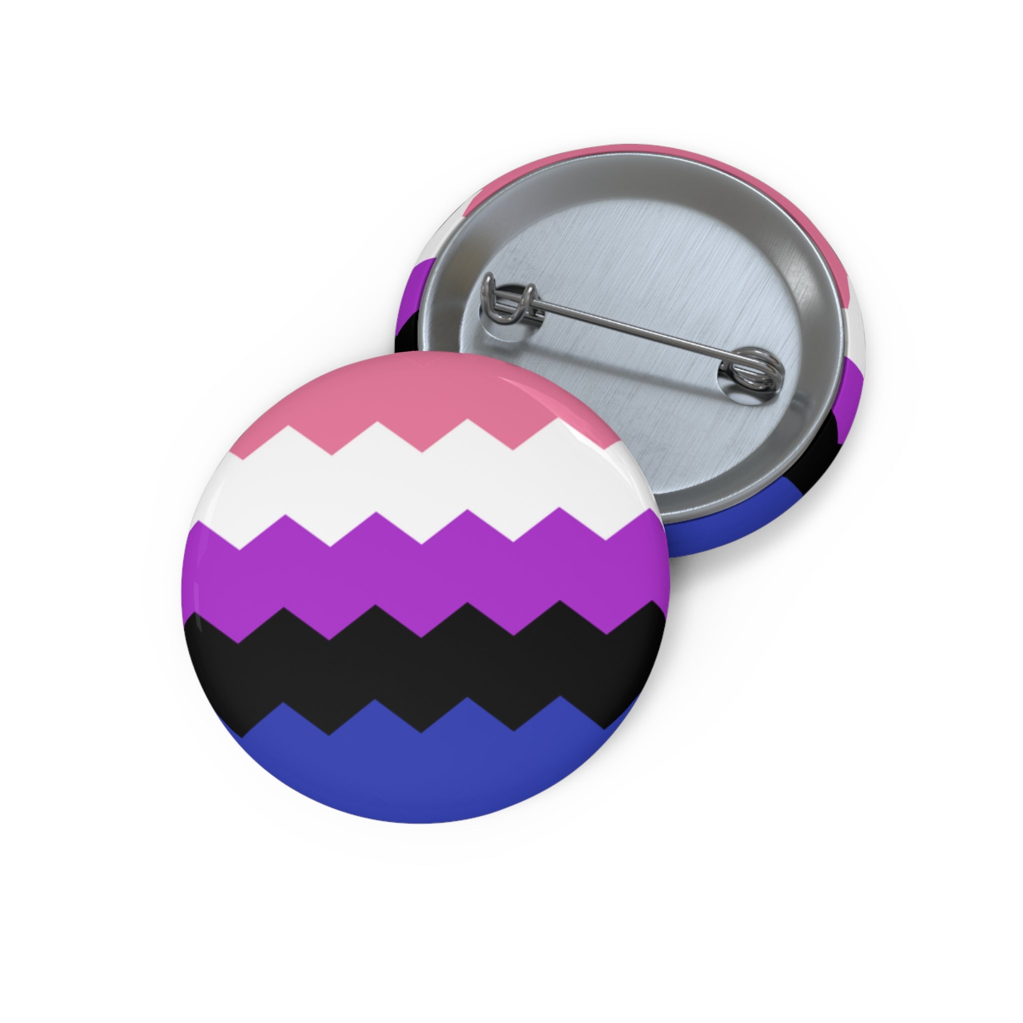 Genderfluid Pride Flag Pin: Round Button with Sharp Design