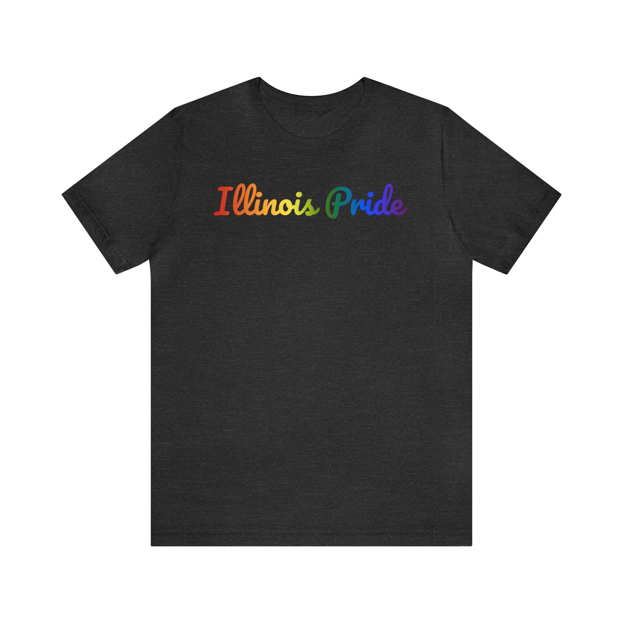 Illinois Pride T-Shirt: Flowing Cursive Design with LGBTQ+ Gradient