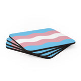 Transgender Flag Coaster Set: 4 Corkwood Ripple Drink Coasters