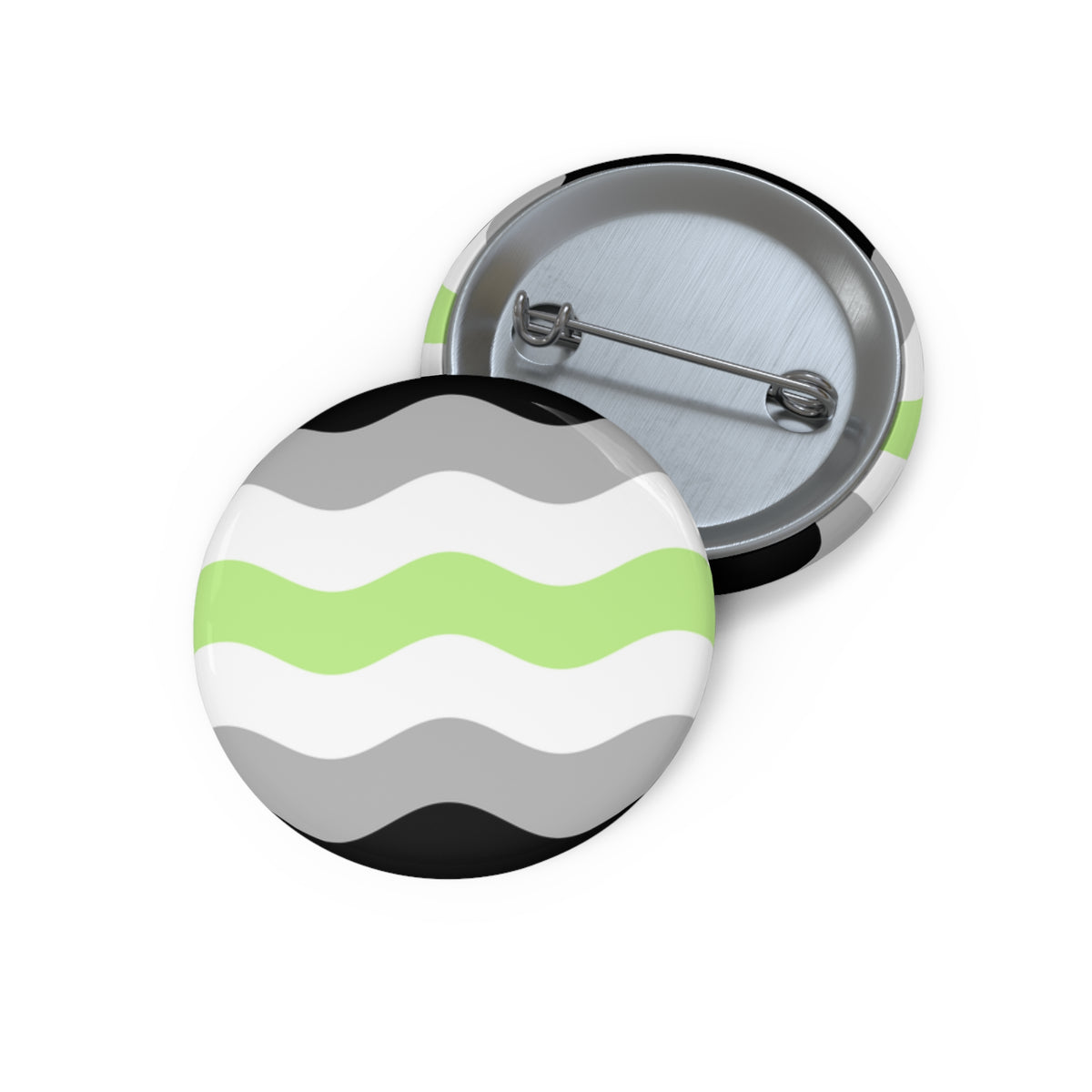 Agender Pride Flag Pin: Round Button with Wavey Design