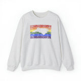 North Carolina Pride Flag Sweater: Rainbow LGBTQ+ State Silhouette Distressed Sweatshirt