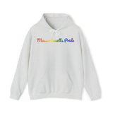 Massachusetts Pride Hoodie: Flowing Cursive Design with LGBTQ+ Gradient