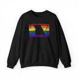 Missouri Pride Flag Sweater: Rainbow LGBTQ+ State Silhouette Distressed Sweatshirt