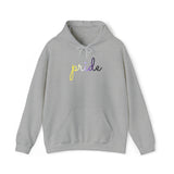 Nonbinary Pride Hoodie: Flowing Cursive 'Pride' in Gradient Hues