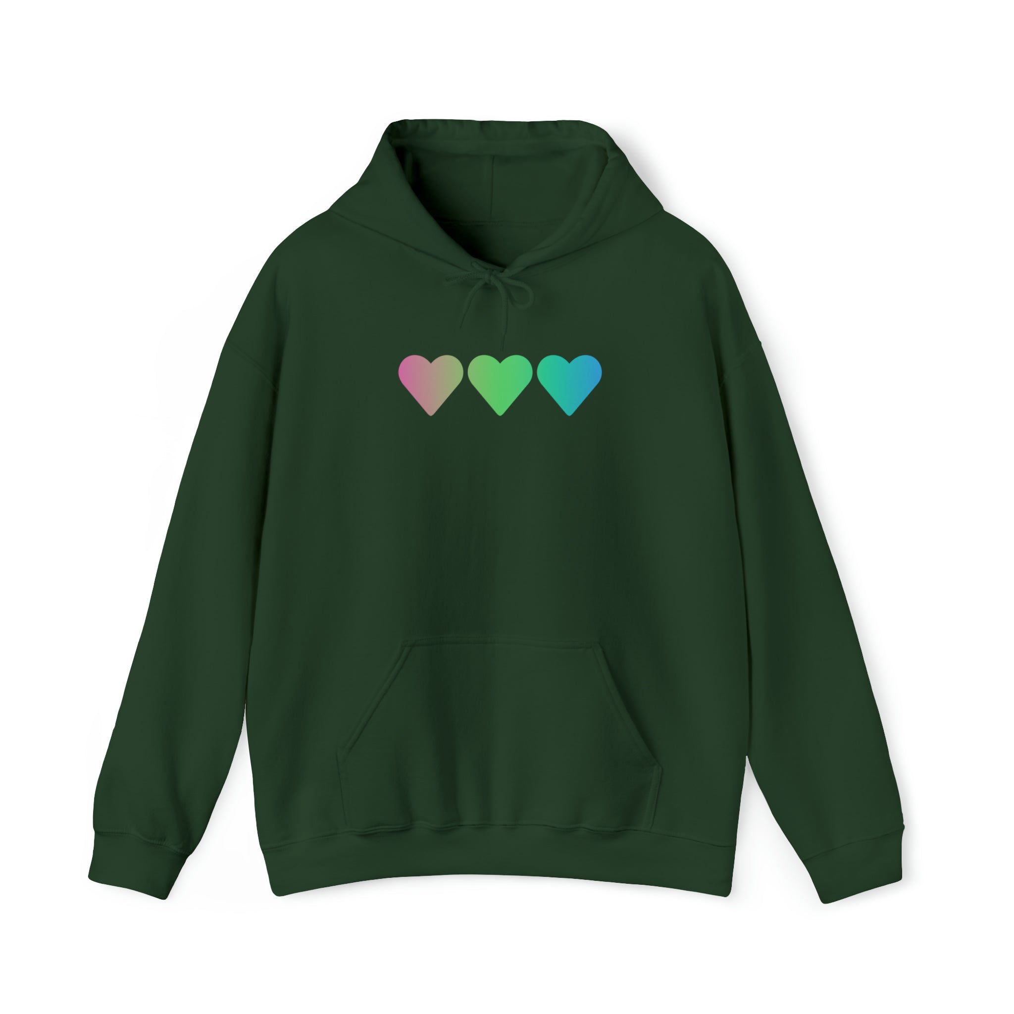 Polysexual Flag Hearts Hoodie: Pride LGBTQ+ Gradient Design