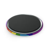 Gilbert Baker Pride Flag Magnet: Wavey Round Button for Fridge